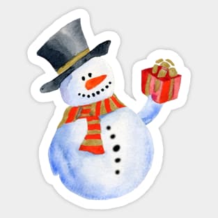Snowman with a gift Sticker